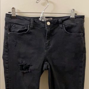 Zara black lace distress jeans